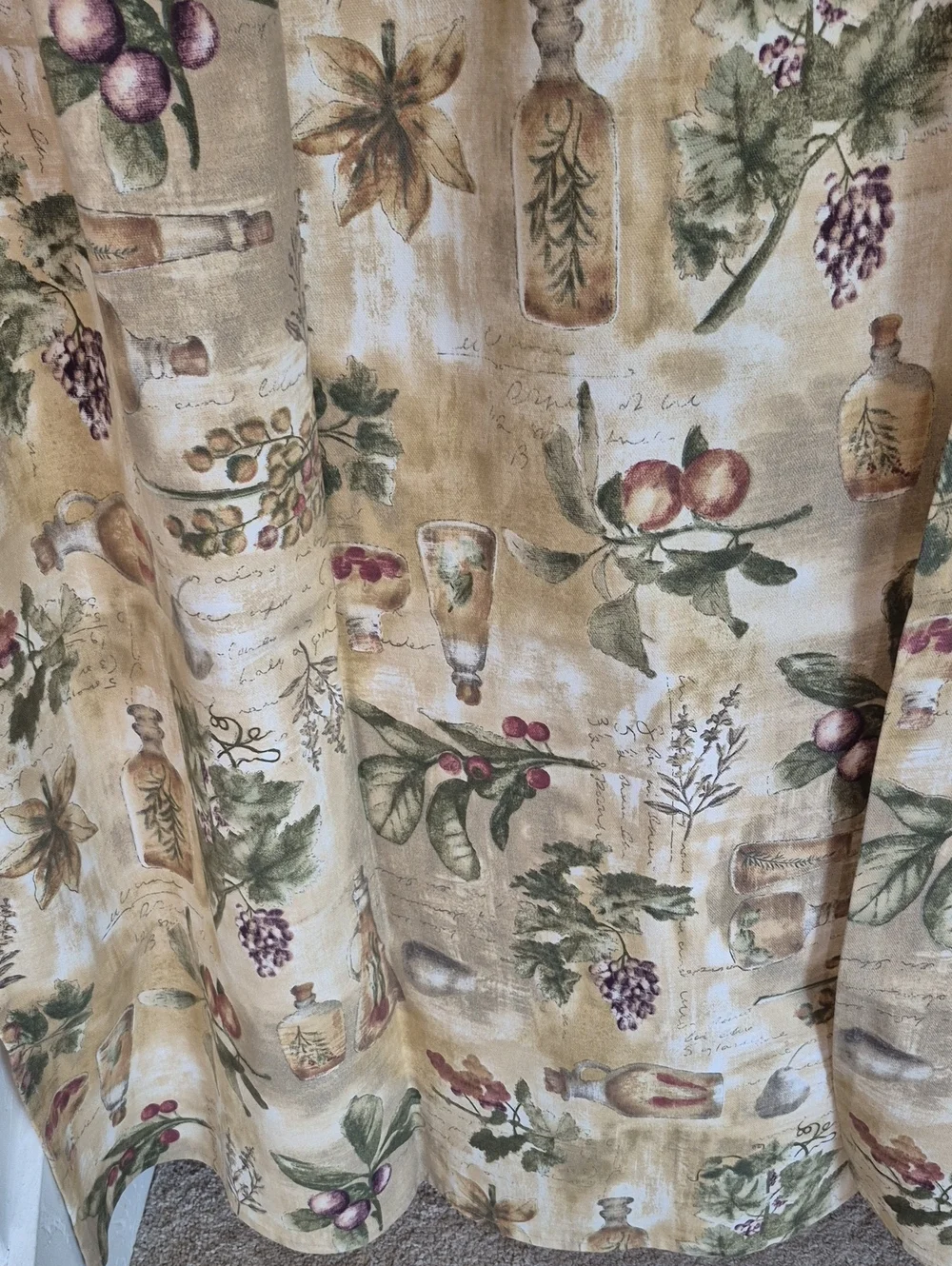 Two Golden Beige Botanical Print Valance Curtains 27x34 (54x34)